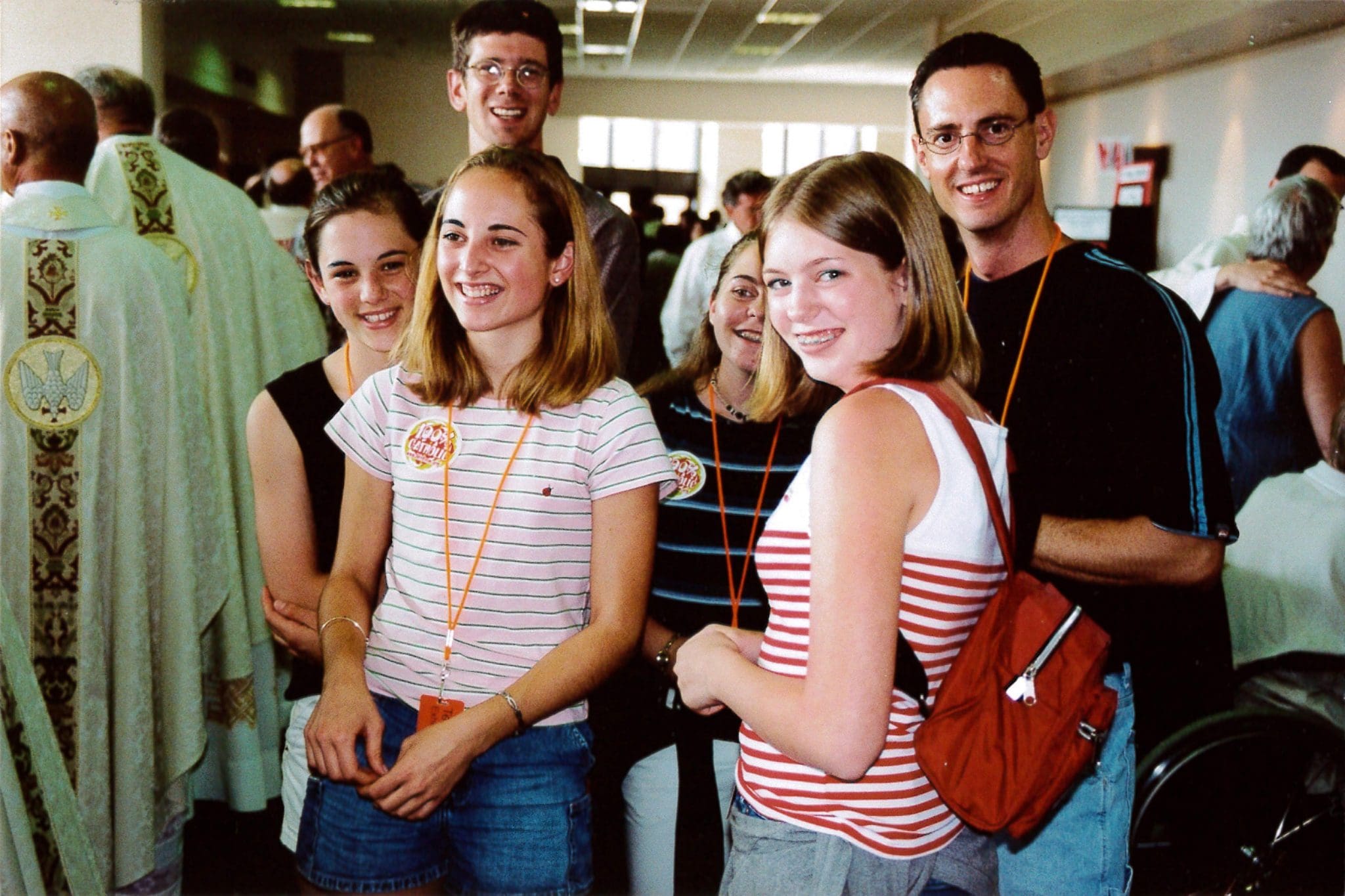 Teens from Saint Brigid before the closing Mass. [See Georgia Bulletin: June 6, 2002]
